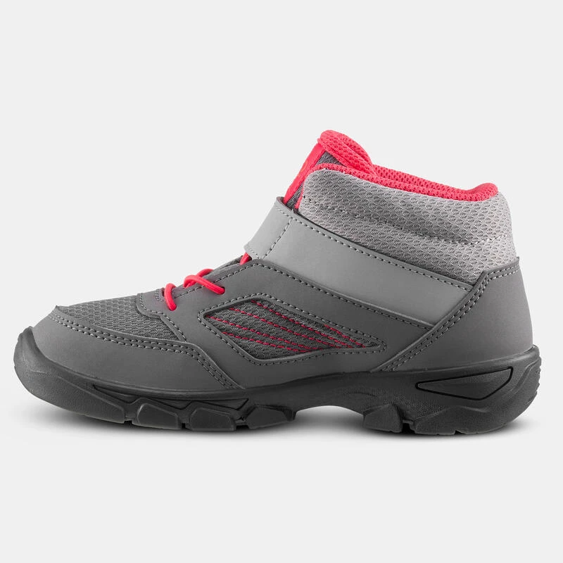 Quechua Wandelschoenen Voor Kinderen MH100 Mid Klittenband Grijs Roze 24 Tot 34 - Afbeelding 2