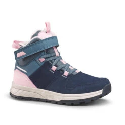 Quechua Warme En Waterdichte Wandelschoenen SH500 Leer Klittenband Kinderen Maat 24-34